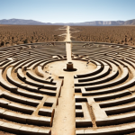 **

A labyrinth representing geoengineering possibilities and risks, with a prominent ethical compass pointing the way. Scientists are depicted cautiously navigating the maze. In the background, visualize a split scene: one side shows a thriving, sustainable world, the other displays a drought-stricken, devastated landscape. Emphasize the need for ethical decision-making in climate intervention.

**