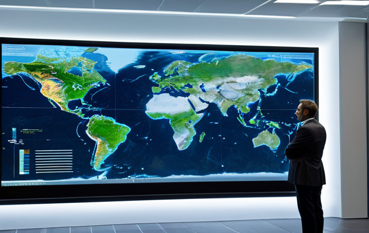 A professional, focused person in a modest business suit, standing in a high-tech, modern conference room or climate research center, looking thoughtfully at a large holographic display. The display on one side shows abstract visualizations of large-scale climate engineering concepts, such as subtle atmospheric modification or conceptual carbon capture structures. On the other side, images representing thriving natural ecosystems, extensive reforestation projects, and efficient renewable energy farms are visible. The lighting is clean and futuristic, with a subtle warm glow on the nature-based solutions side. The image is a professional photograph, hyperrealistic and detailed, fully clothed, appropriate attire, professional dress, safe for work, appropriate content, professional, perfect anatomy, correct proportions, natural pose, well-formed hands, proper finger count, natural body proportions, high quality, cinematic lighting.