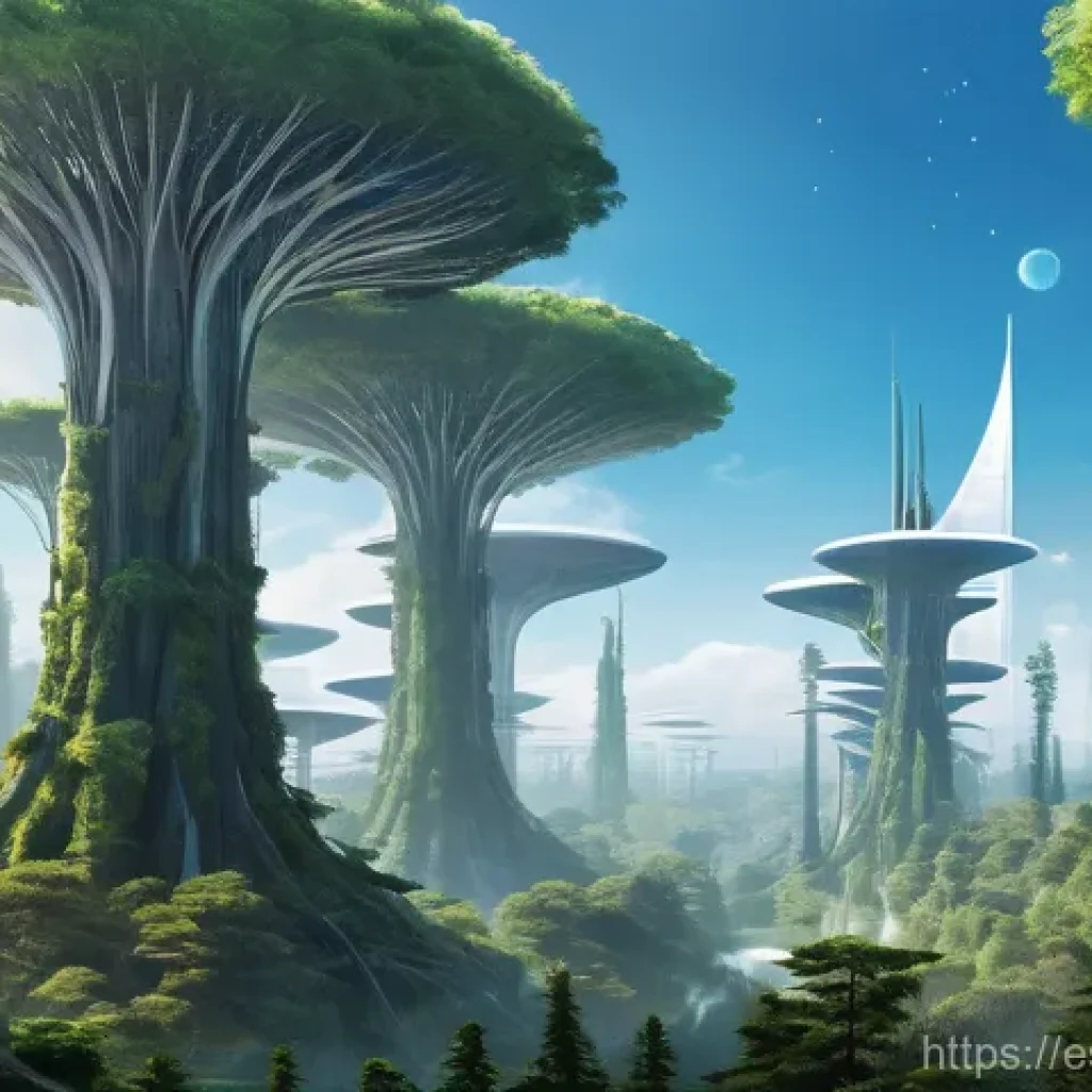 기후 엔지니어링의 윤리적 이론 - **Prompt:** A visually stunning, futuristic landscape showcasing humanity's positive ingenuity in cl...