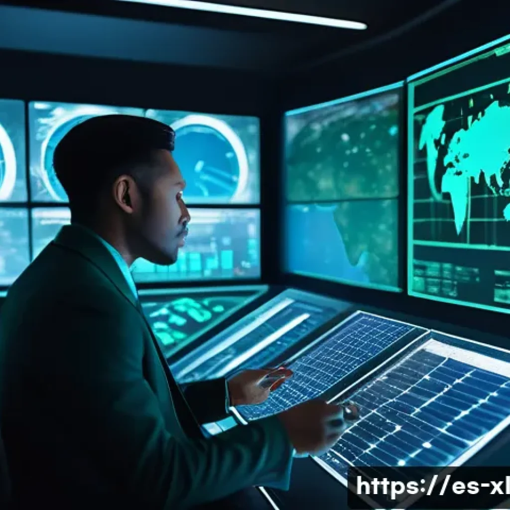 기후 엔지니어링의 복잡한 문제와 윤리적 해결책 - A highly detailed, cinematic shot of a futuristic climate control center. Scientists, diverse in age...